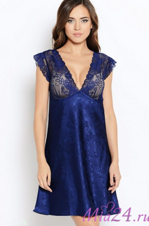 Сорочка женская из жаккарда с коротким рукавом Mia-Mia "Anabel" 17115 синий