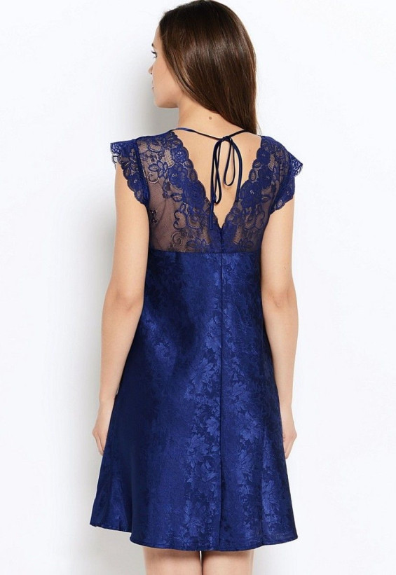 Сорочка женская из жаккарда с коротким рукавом Mia-Mia "Anabel" 17115 синий