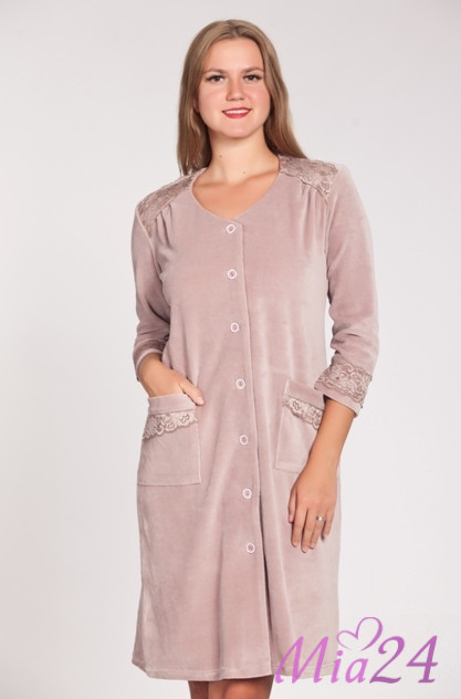 Халат домашний велюровый "Весталия" 3181 пудровый