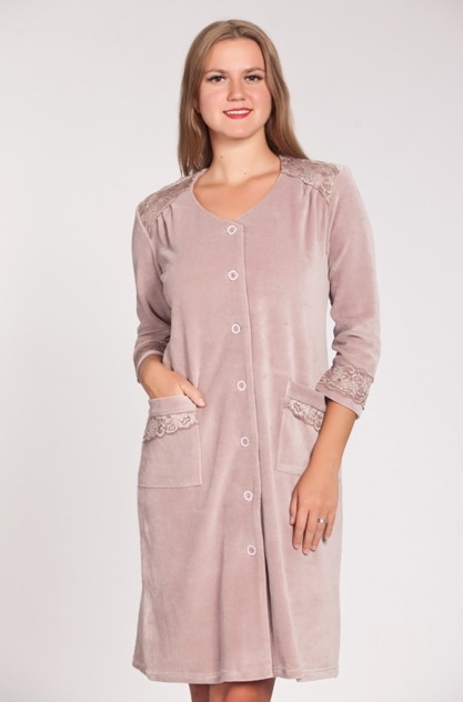 Халат домашний велюровый "Весталия" 3181 пудровый