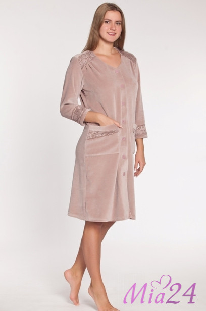 Халат домашний велюровый "Весталия" 3181 пудровый