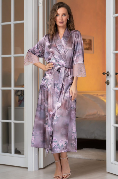 Халат длинный шелковый Mia-Amore "Aurora" 3659