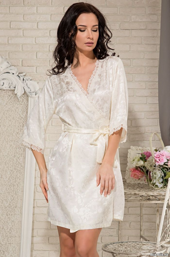Халат шелковый Mia-Amore "Diana" 5833 молочный