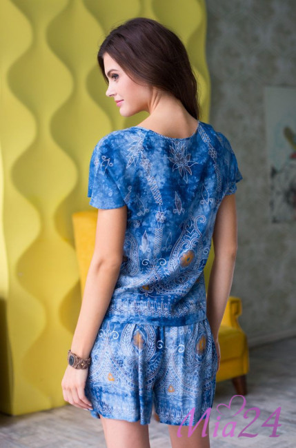 Комплект домашний женский из вискозы Mia-Mia "Gloria" 16232 голубой Комплект домашний женский из вискозы Mia-Mia "Gloria" 16232 голубой