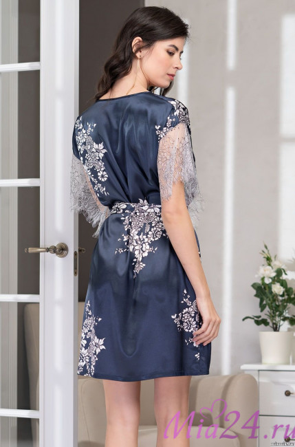 Туника шелковая с кружевом Mia Amore "Alexandria" 3574 синий