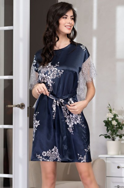 Туника шелковая с кружевом Mia Amore "Alexandria" 3574 синий