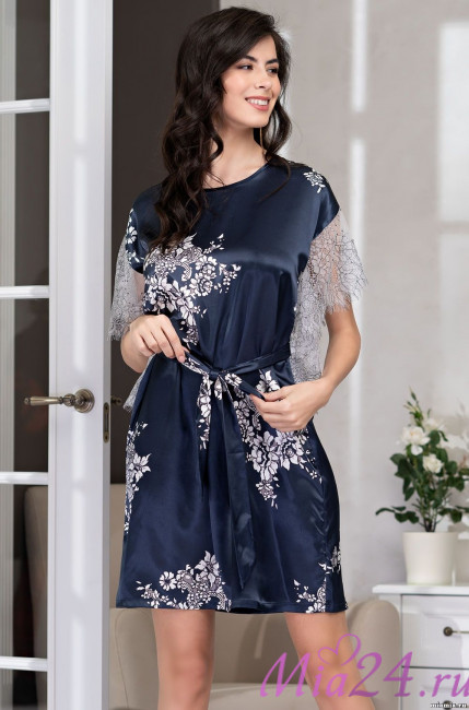 Туника шелковая с кружевом Mia Amore "Alexandria" 3574 синий