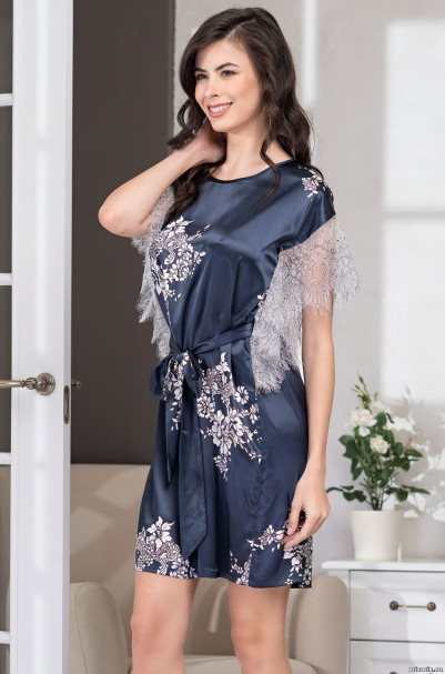 Туника шелковая с кружевом Mia Amore "Alexandria" 3574 синий