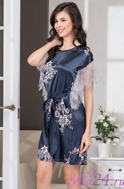 Туника шелковая с кружевом Mia Amore "Alexandria" 3574 синий