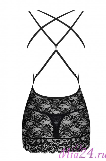 Кружевная сорочка с трусиками Obsessive Os_860 черный Кружевная сорочка с трусиками Obsessive Os_860 черный