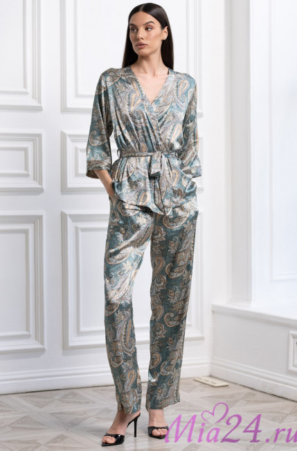 Комплект-тройка домашний женский Mia-Amore "Donatella" 3075 изумрудный