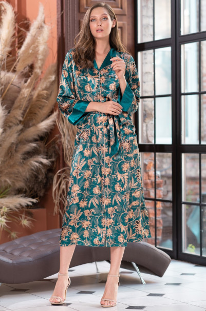 Халат шелковый женский длинный Mia-Amore "Emerald" 3789