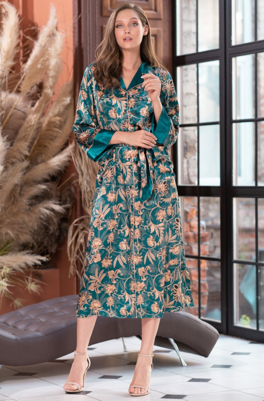 Халат шелковый женский длинный Mia-Amore "Emerald" 3789