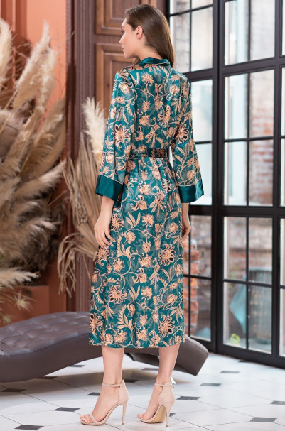 Халат шелковый женский длинный Mia-Amore "Emerald" 3789