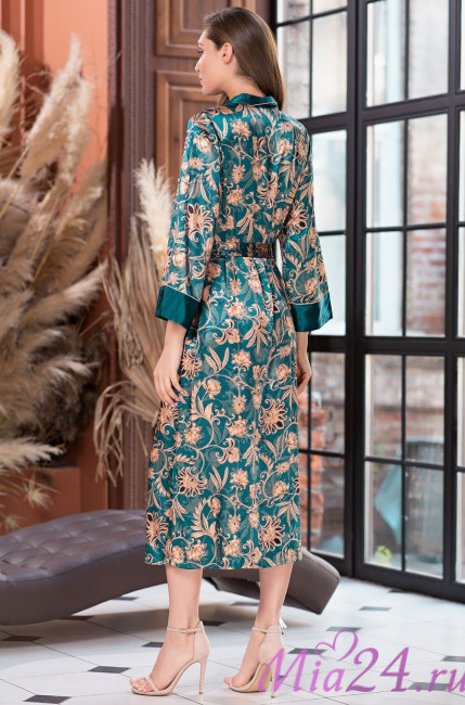 Халат шелковый женский длинный Mia-Amore "Emerald" 3789