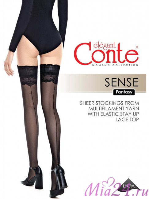 Чулки фантазийные женские Conte Fantasy Sense 20 den черный (nero) Чулки фантазийные женские Conte Fantasy Sense 20 den черный (nero)