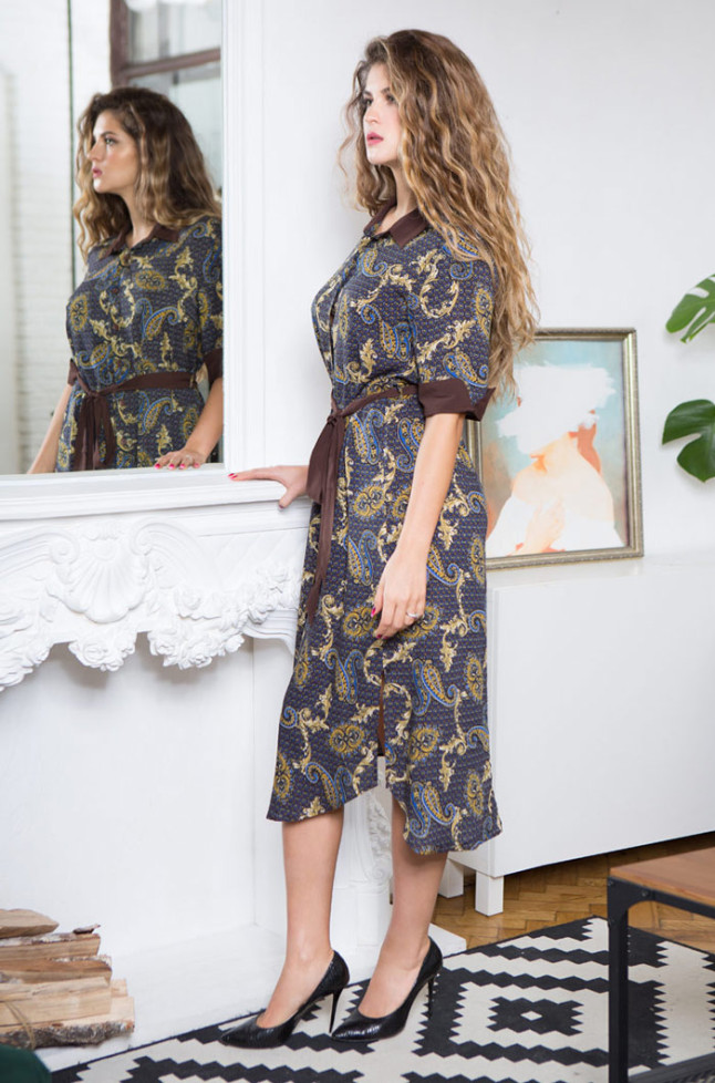 Халат женский длинный на пуговицах Mia-Mia "Elania" 16427