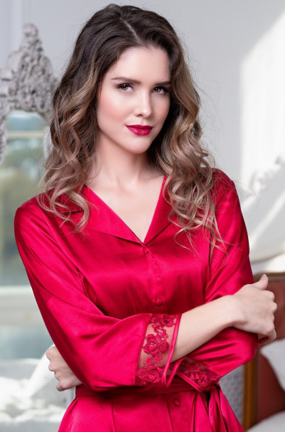 Халат женский на пуговицах Mia-Amore "Marisia" 8587 красный 