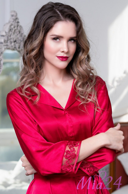 Халат женский на пуговицах Mia-Amore "Marisia" 8587 красный Халат женский на пуговицах Mia-Amore "Marisia" 8587 красный