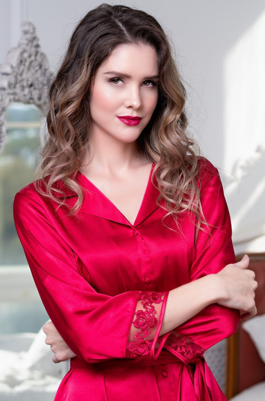 Халат женский на пуговицах Mia-Amore "Marisia" 8587 красный 