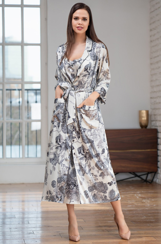 Халат длинный шелковый Mia-Amore "Letual" 3439 молочный