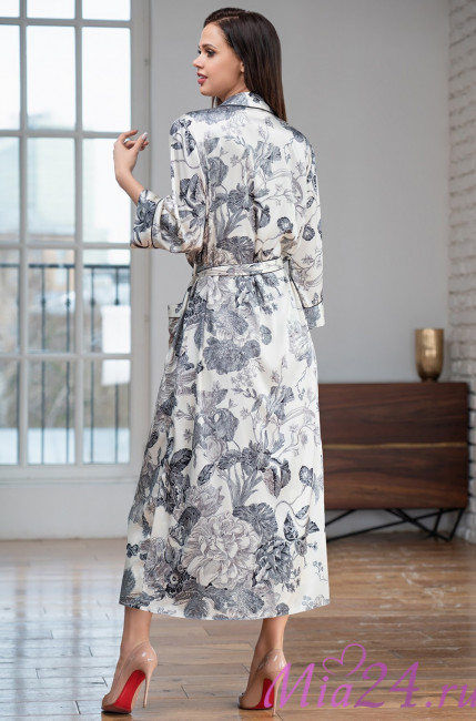 Халат длинный шелковый Mia-Amore "Letual" 3439 молочный Халат длинный шелковый Mia-Amore "Letual" 3439 молочный