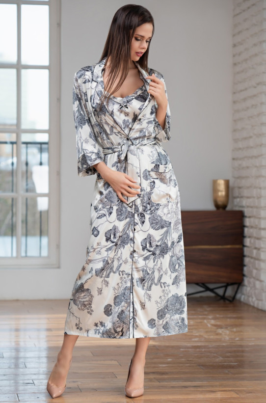 Халат длинный шелковый Mia-Amore "Letual" 3439 молочный