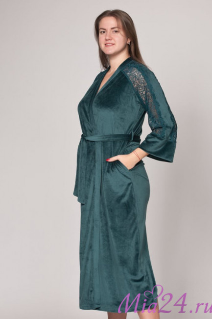 Халат велюровый женский Весталия 3727 изумруд