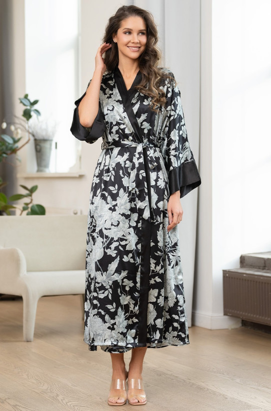 Халат женский длинный шелковый Mia-Amore "Vittoria" 5159 черный