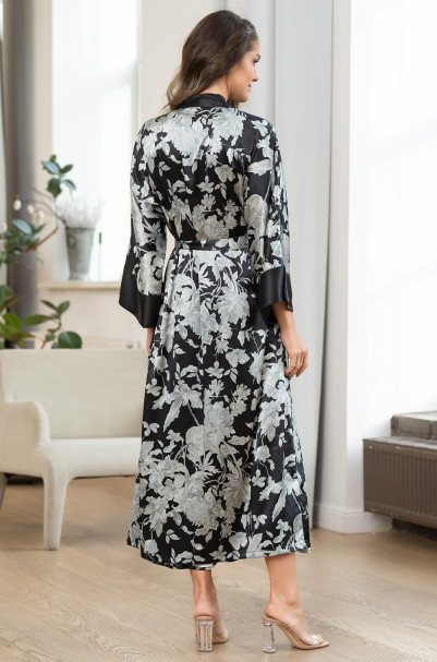 Халат женский длинный шелковый Mia-Amore "Vittoria" 5159 черный