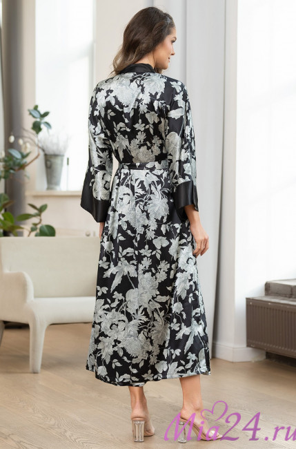 Халат женский длинный шелковый Mia-Amore "Vittoria" 5159 черный