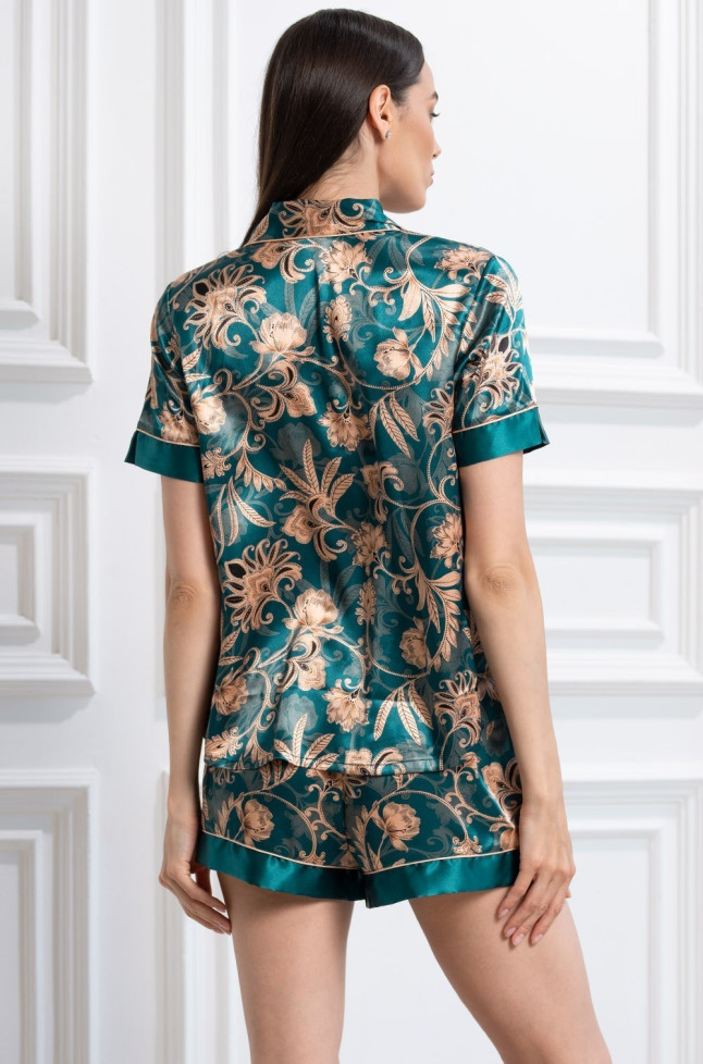 Комплект шелковый женский с шортами Mia-Amore "Emerald" 3745