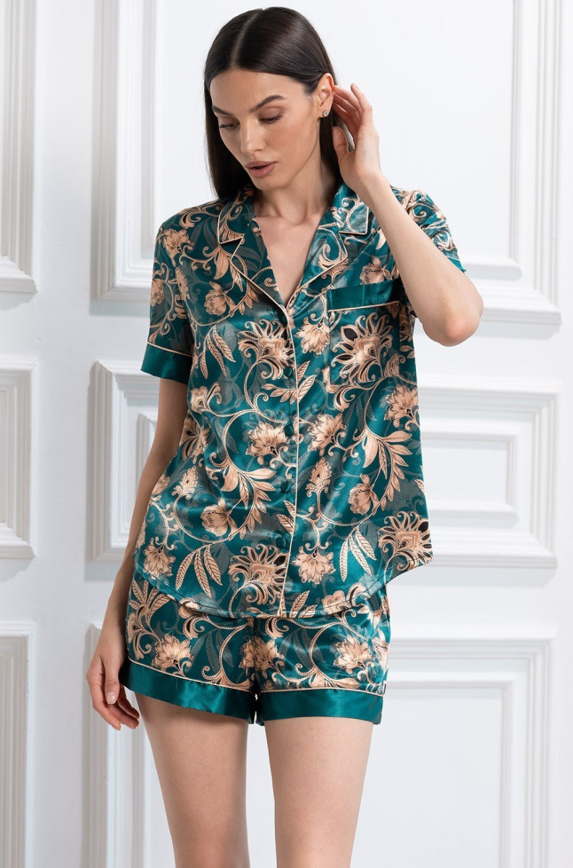 Комплект шелковый женский с шортами Mia-Amore "Emerald" 3745