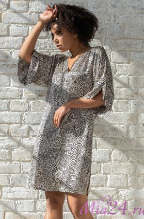 Туника женская Runa 3995 'Mia-Amore' - свободная, с карманами и поясом, из принтованного шелка Туника женская Runa 3995 'Mia-Amore' - свободная, с карманами и поясом, из принтованного шелка