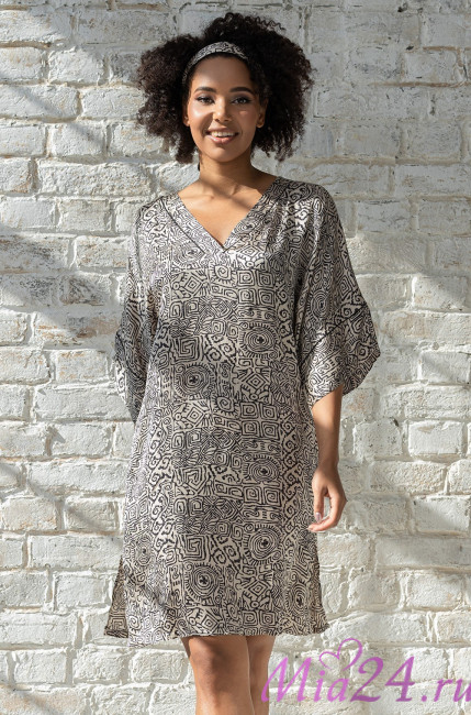 Туника женская Runa 3995 'Mia-Amore' - свободная, с карманами и поясом, из принтованного шелка Туника женская Runa 3995 'Mia-Amore' - свободная, с карманами и поясом, из принтованного шелка