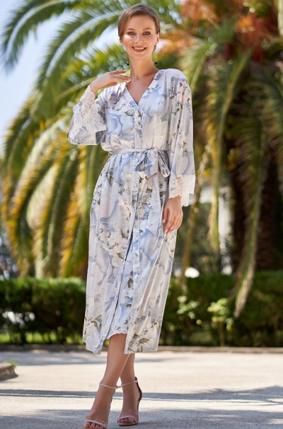 Халат шелковый длинный на пуговицах Mia-Amore "Novella" 3609