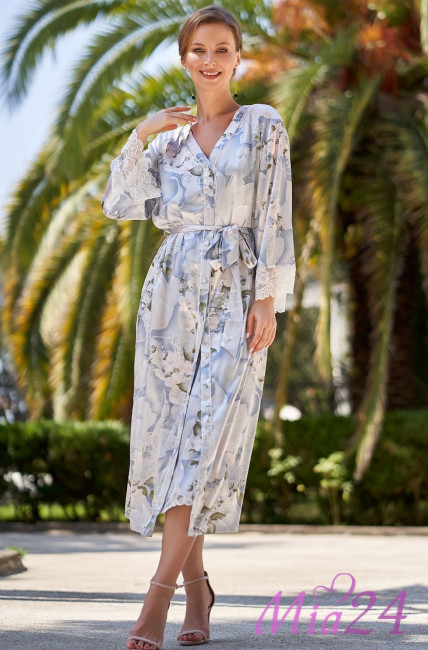 Халат шелковый длинный на пуговицах Mia-Amore "Novella" 3609 Халат шелковый длинный на пуговицах Mia-Amore "Novella" 3609