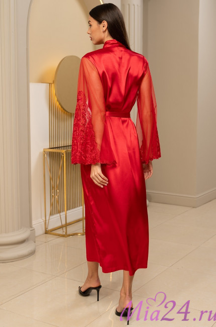 Халат длинный женский шелковый Mia-Amore "Marjory"  3969 красный