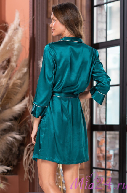 Халат шелковый женский на пуговицах Mia-Amore "Emerald" 3787 Халат шелковый женский на пуговицах Mia-Amore "Emerald" 3787