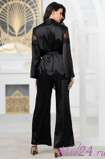 Комплект-тройка женский Aurelia 3896 'Mia-Amore' - шелковый, с жакетом, брюками и бралетт, черный Комплект-тройка женский Aurelia 3896 'Mia-Amore' - шелковый, с жакетом, брюками и бралетт, черный