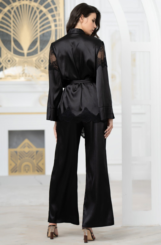Комплект-тройка женский Aurelia 3896 'Mia-Amore' - шелковый, с жакетом, брюками и бралетт, черный