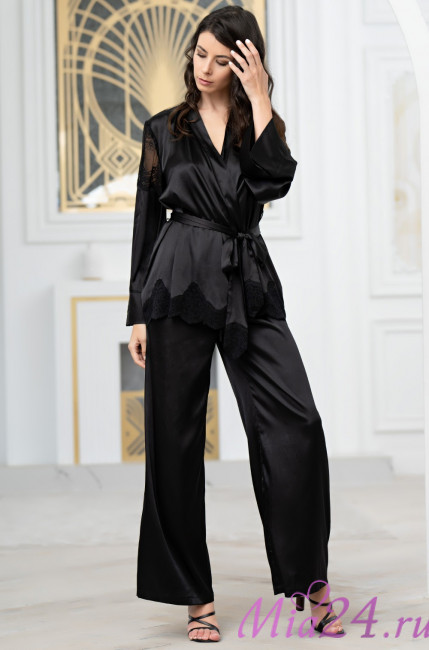 Комплект-тройка женский Aurelia 3896 'Mia-Amore' - шелковый, с жакетом, брюками и бралетт, черный Комплект-тройка женский Aurelia 3896 'Mia-Amore' - шелковый, с жакетом, брюками и бралетт, черный