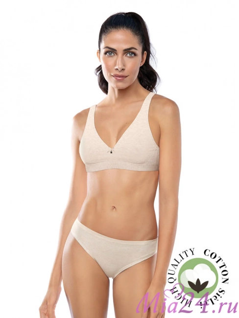 Трусики-слип базовые Sielei "Natural Cotton" 1445 кремовый меланж 