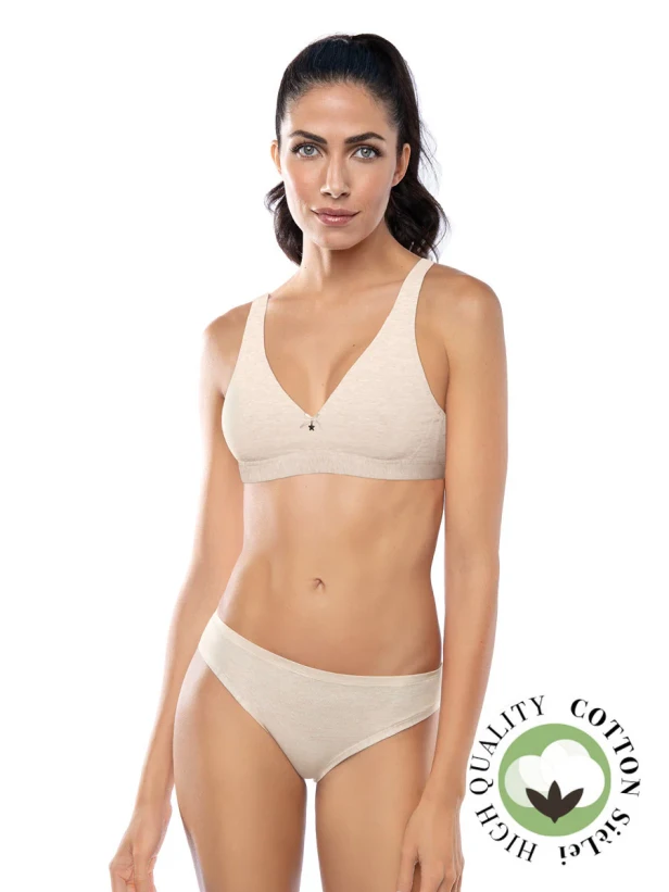 Трусики-слип базовые Sielei "Natural Cotton" 1445 кремовый меланж 