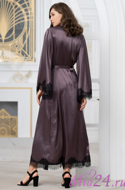 Халат женский длинный шелковый Mia-Amore "Windsor" 3889 баклажан