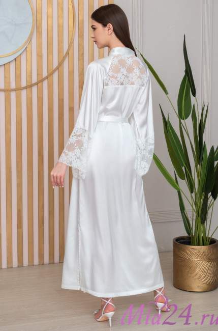 Халат женский длинный шелковый Mia-Amore "Adelina" 4179 белый 