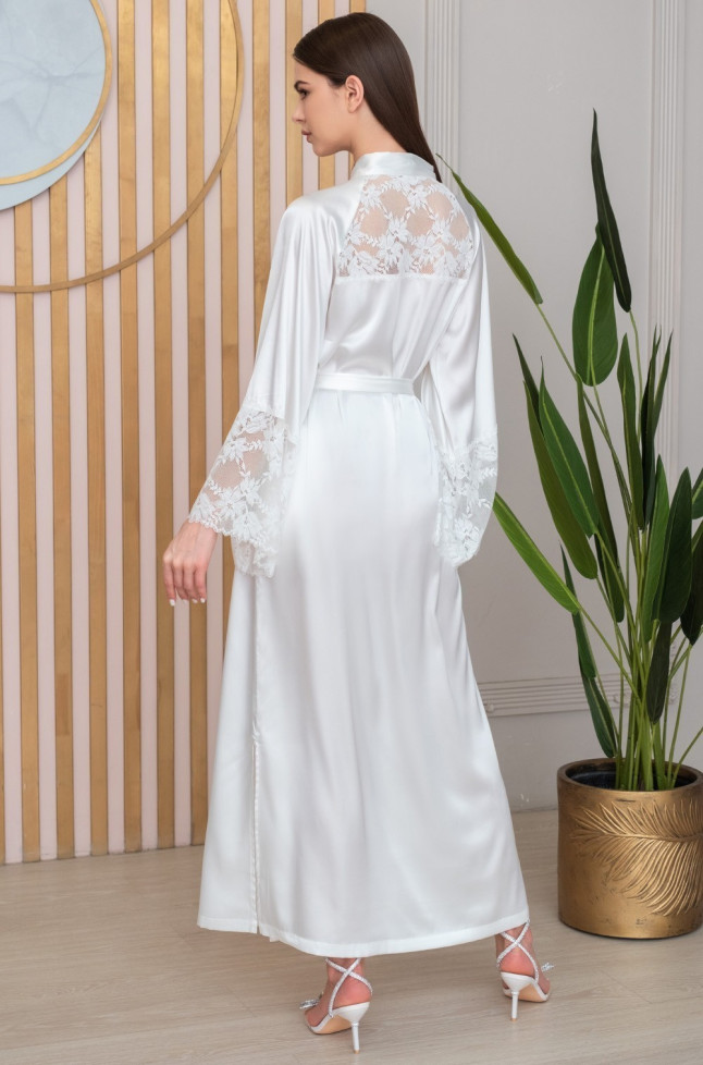 Халат женский длинный шелковый Mia-Amore "Adelina" 4179 белый 