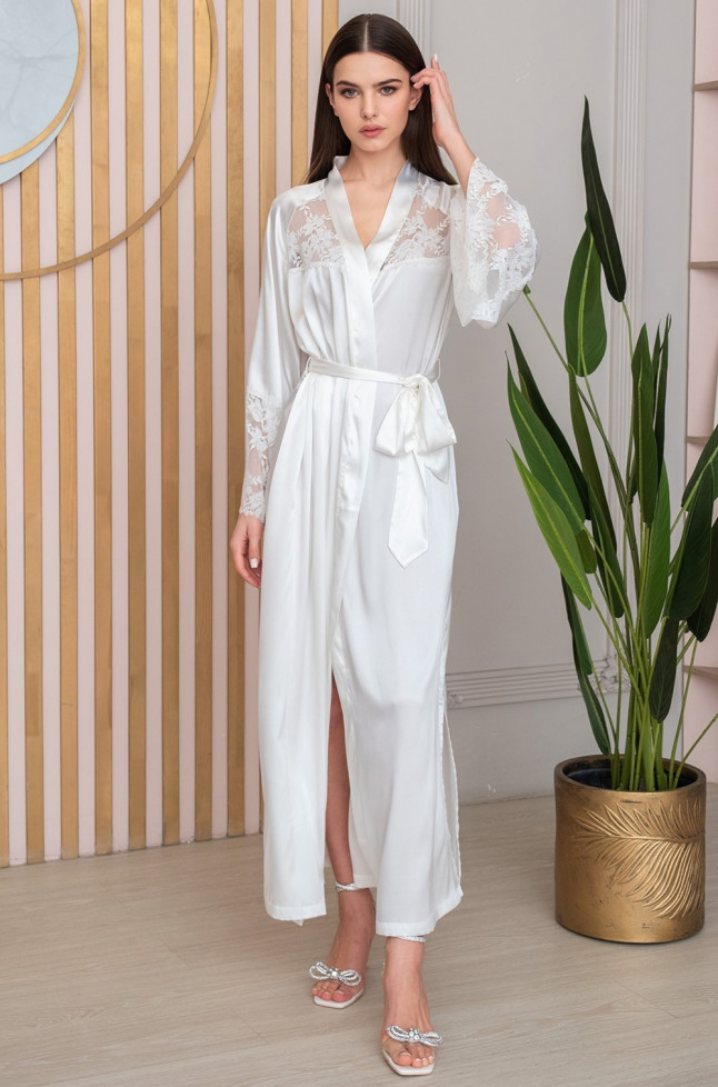 Халат женский длинный шелковый Mia-Amore "Adelina" 4179 белый 