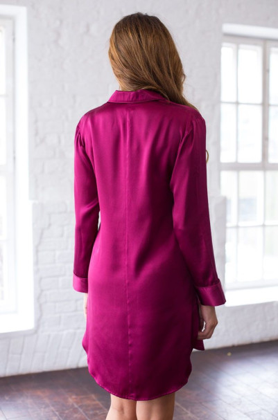 Халат женский шелковый на пуговицах Mia-Mia "Rosemary" 15146 вишневый