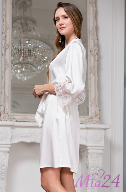 Халат женский шелковый Mia-Amore "White Swan" 3553 молочный